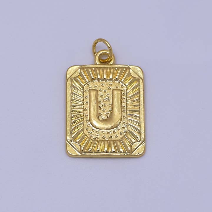 Aim Eternal - Wholesale Individual Charm/Pendant - 24k Gold Filled Initial Tag Letter Charm A - Z Alphabet Letter Tile Charm Pendant Personalized Charm for Designer Inspired Necklace Jewelry Making A716~A72820