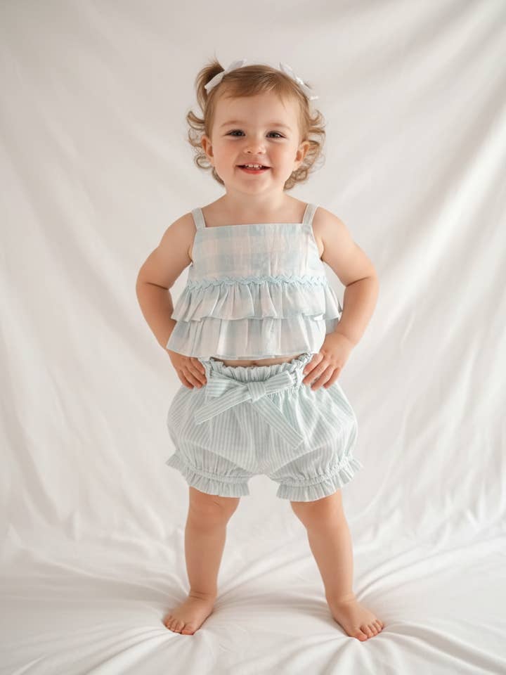 2-Piece Checks Top & Striped Pants Set for Kids for wholesale by Yo Baby