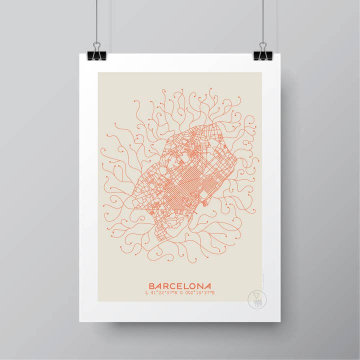 Poster van Plan Barcelona voor wholesale door Prao Studio