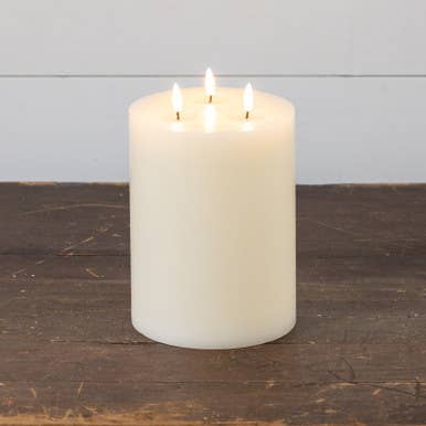 Ragon House - Wholesale Flameless Candle - 9" CREAM 3 WICK 3D FLAME CANDLE