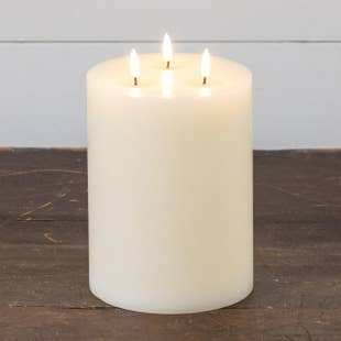 Ragon House - Wholesale Flameless Candle - 9" CREAM 3 WICK 3D FLAME CANDLE0