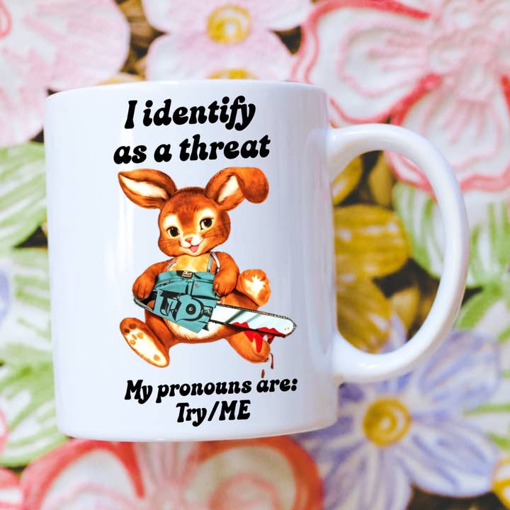 I Identify as a Threat Snarky Coffee Mug for wholesale by Ace the Pitmatian Co