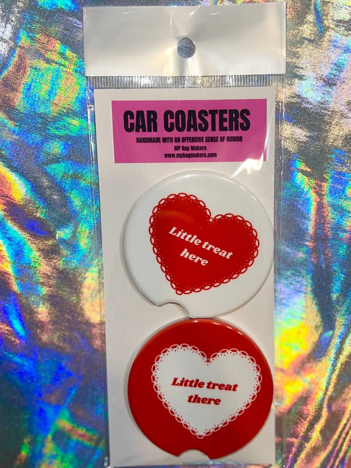 Little Treat Car Coasters for wholesale by MP Bag Makers