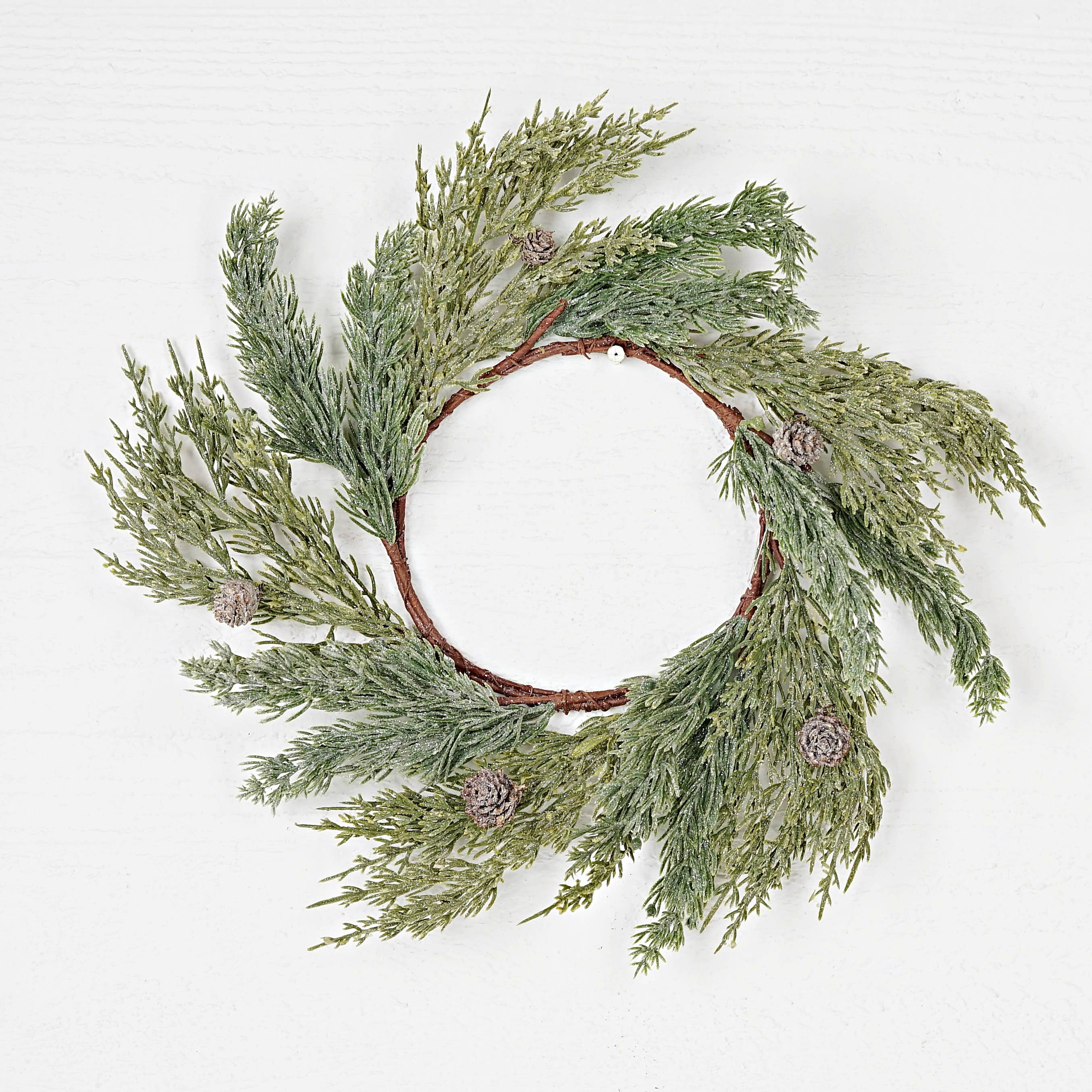 Holiday Depot Inc. - Wholesale Wreath - ISB75332- 14in Icy Sparkled Cedar Pine Wreath0