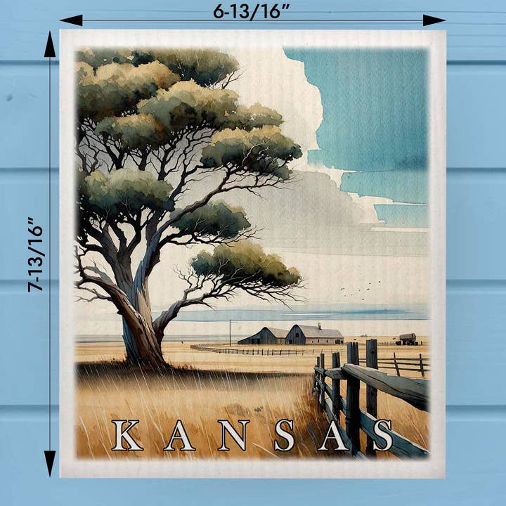 Kansas Landmark & Landscape Aquarel vaatdoek voor wholesale door ADDLE iNK