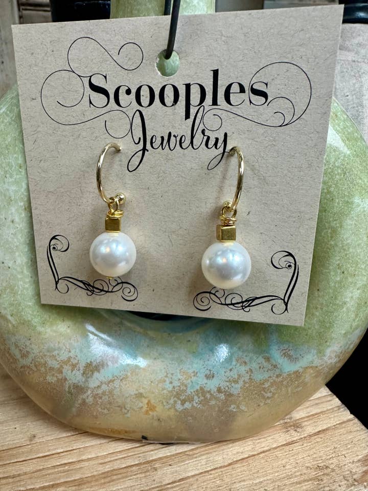 Pearl Gold Hoop Earring for wholesale by Scooples Jewelry