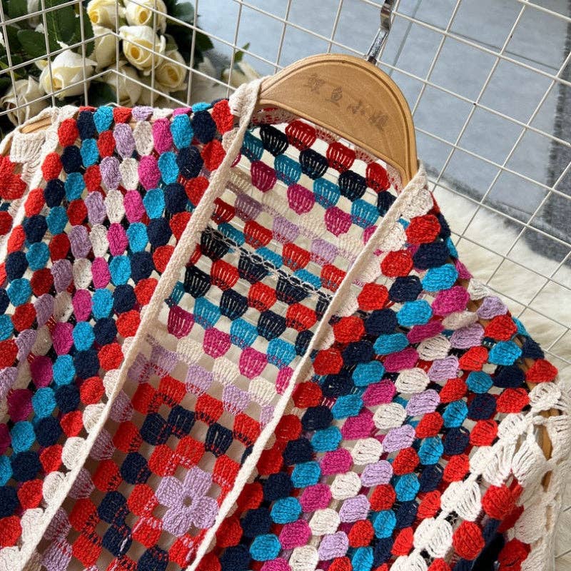 KK Bloom - Vente Cardigan – femme - Cardigan long bohème en crochet à devant ouvert11