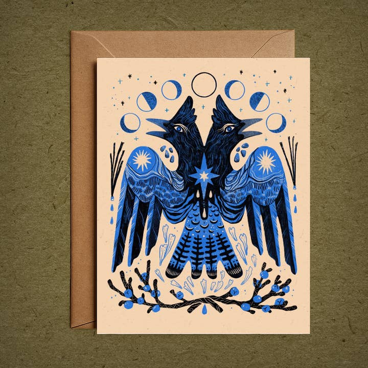 Steller's Jay– Blank Greeting Card Nature Illustration for wholesale by Pine Bones