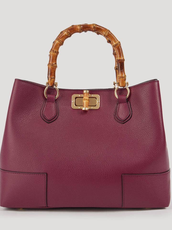 Bolsa Bamboo Babe em Couro Burgundy Dollar por atacado de Prestige Milano