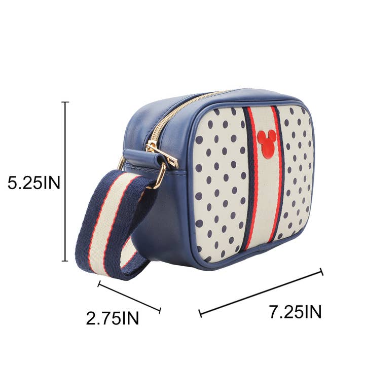 Bioworld Merchandising - Wholesale Crossbody Bag - Women's - Disney Mickey Mouse Ears White Polka-Dotted 7" Crossbody Bag1