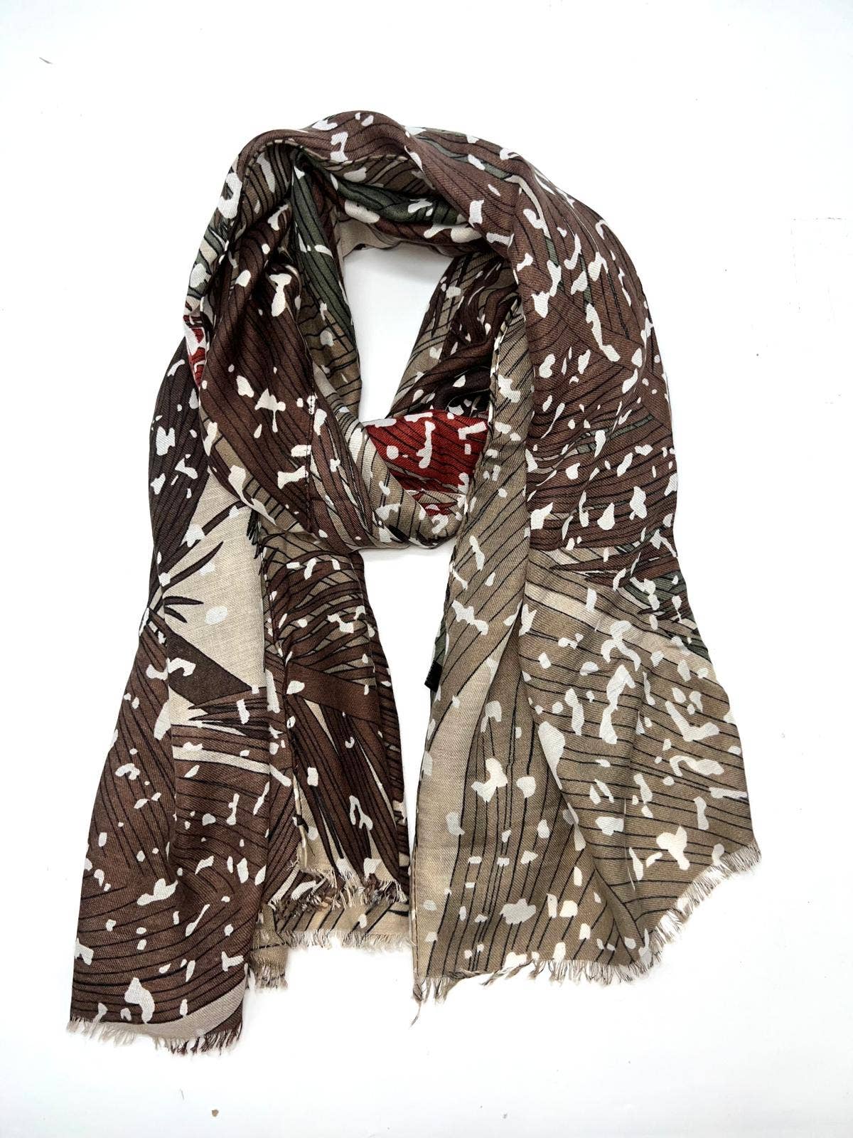 LINETA - Wholesale Scarf - Women's - H2018-77 Scarf with leaf pattern print