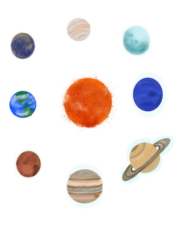 Planet Stickers for Journals and Laptops Set of 9 for wholesale by Akesonscreations