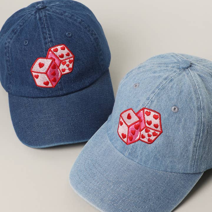 LOVE DICE Embroidery Denim Baseball Cap for wholesale by Fashion City