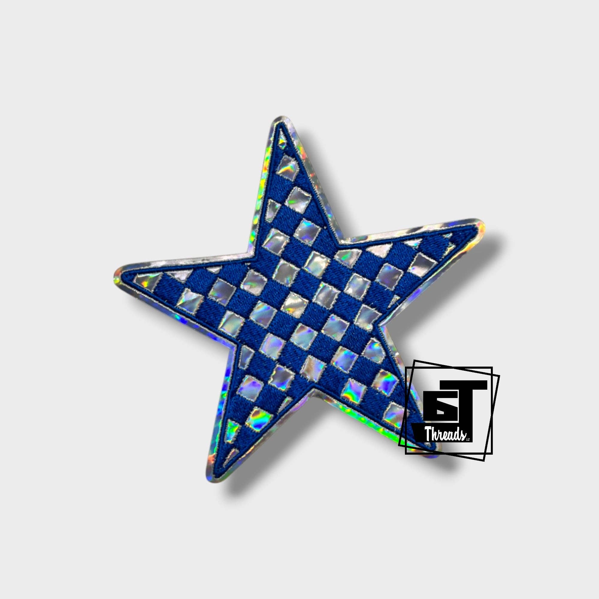 6j Threads LLC - Wholesale Patch - Metallic Checkered Stars....Cap Patches Only7