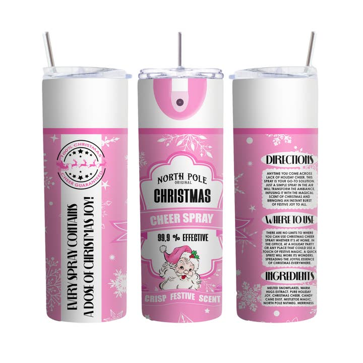 Copo de Natal Rosa Polo Norte 20oz, Estilo Lata de Spray Festivo, Ideal para Celebrações Sazonais por atacado de Inspire Me Positive
