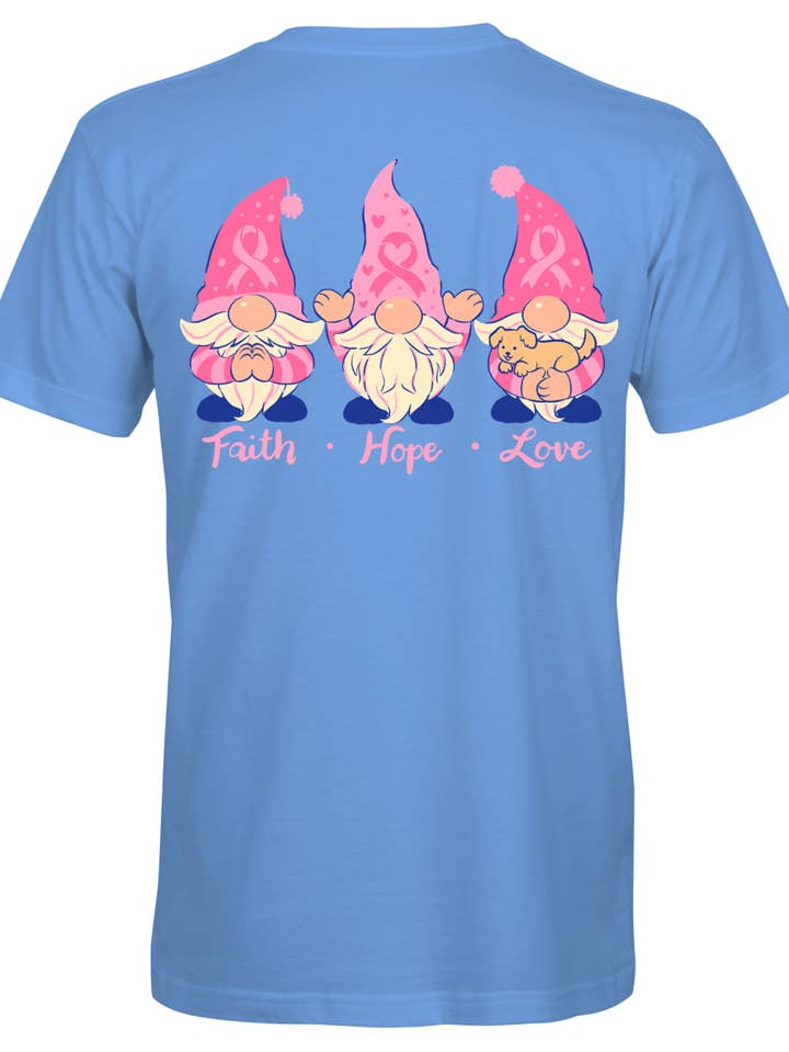 S363 - Gnomes Cancer du Sein - Bleu Carolina pour la vente par Southern Attitude