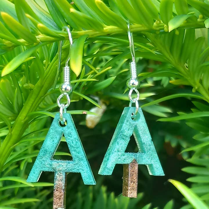 Appalachian Trail Resin Drop Earrings Green/ brow Duo for wholesale by Jp Handmade