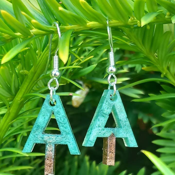 Appalachian Trail Resin Drop Earrings Green/ brow Duo for wholesale by Jp Handmade