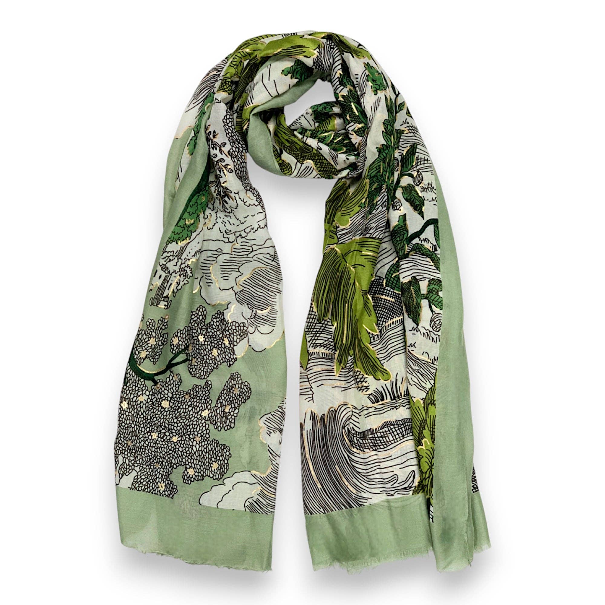 Lili Scarves (US Duty Free) – wholesale Scarf – Women's – Nature Art Print Scarf1