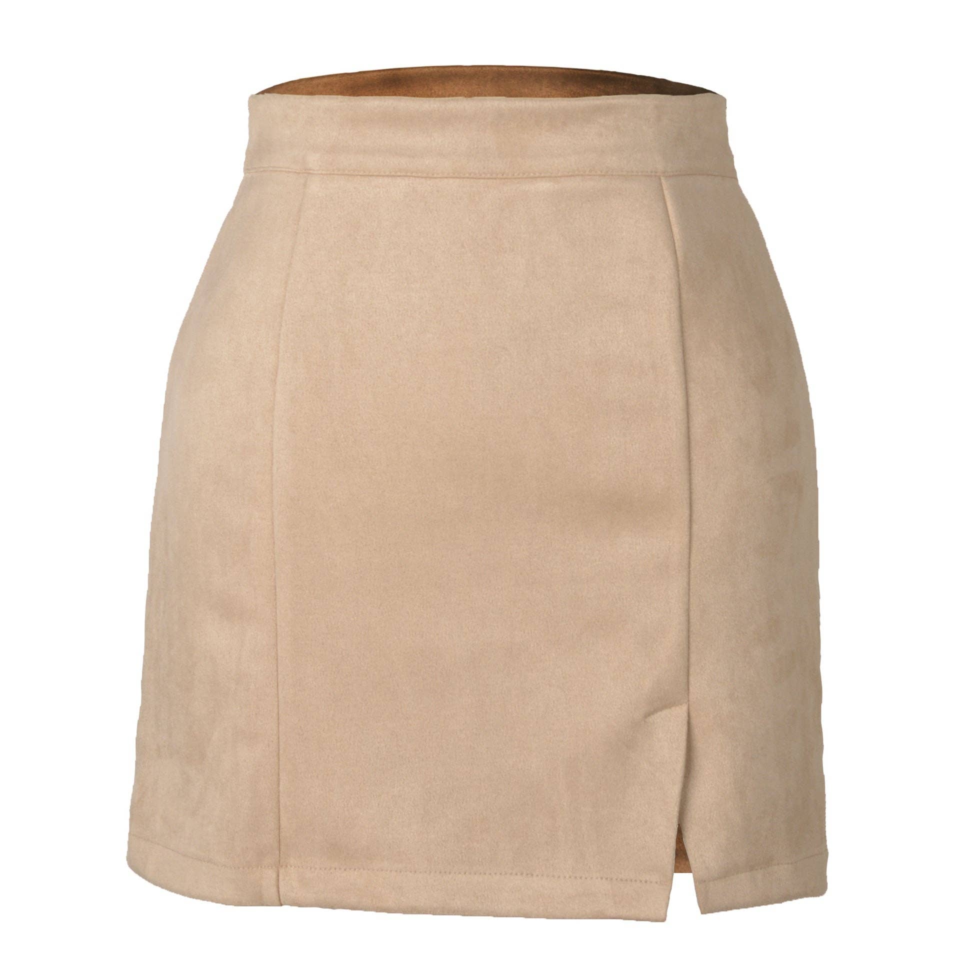 Masyal - Wholesale Skirt - Women's - Western suede hip-wrapped A-line miniskirt autumn and winter0