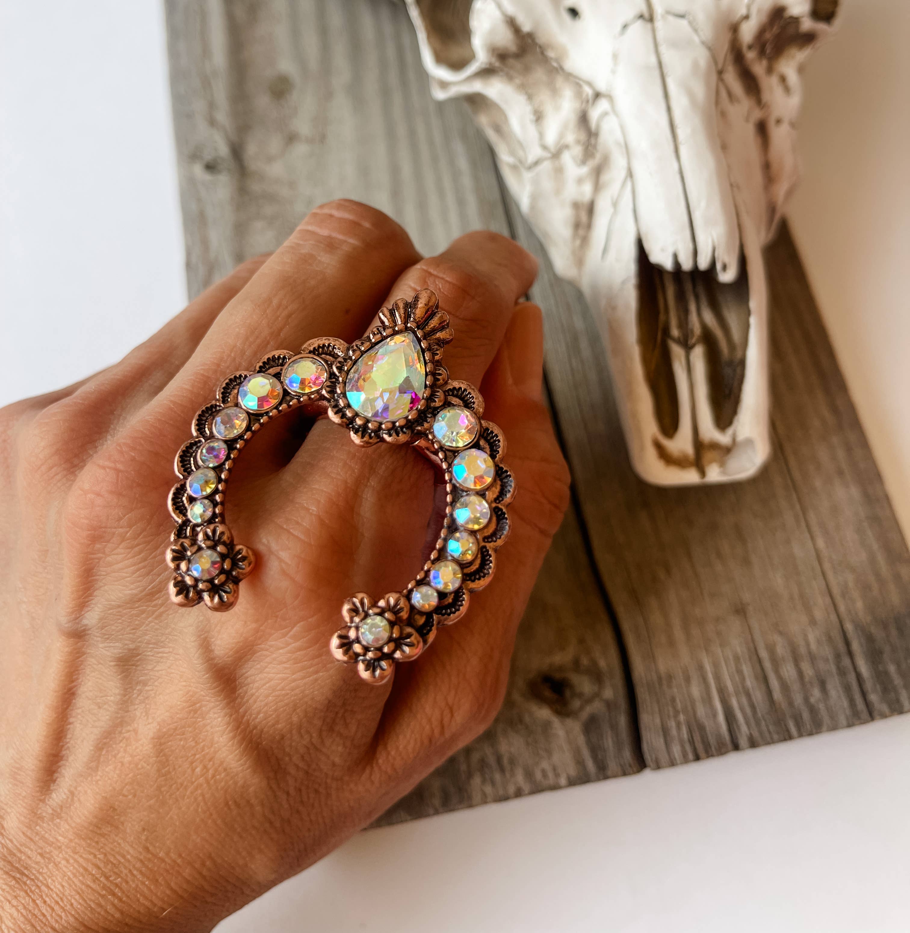 Boho Ranch Shop - Wholesale Cocktail/Statement Ring - Western Squash Blossom Concho Ring5