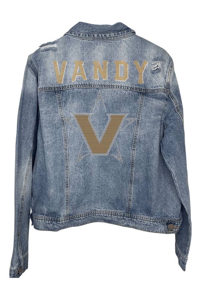 Moving Forward Designs - Wholesale Denim Jacket - Women's - Licensed Game Day Jacket, Denim, Vanderbilt Vandy Star V1