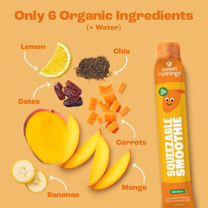 Sweet Nothings - Wholesale Fruit Snacks - Mango Carrot Squeezable Smoothie - Freeze At Home