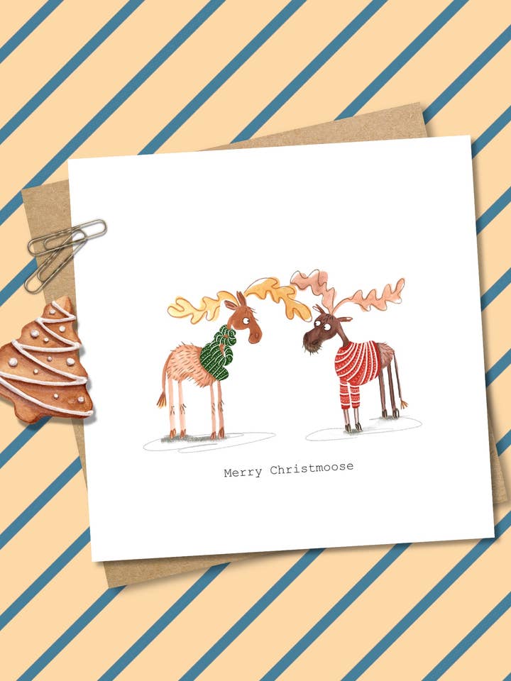 Glædelig Christmoose Card for engroshandel hos Pen and Gwyn