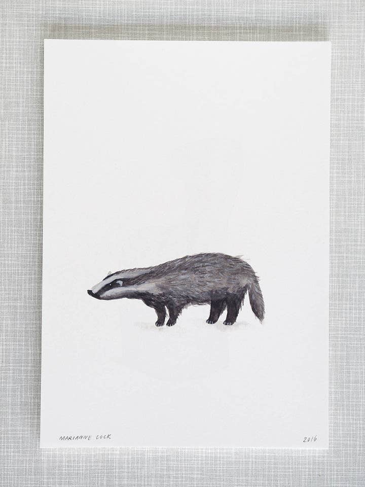 Badger Animal Print A4 size for wholesale by Mary and the Locks