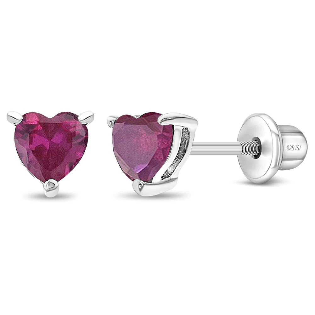 In Season Jewelry - Wholesale Oorbellen - Kinderen - CZ Heart Solitaire 4mm Kinder Oorbellen - Sterling Zilver22