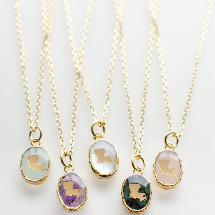 Jill Makes - Wholesale Pendant/Charm Necklace - Louisiana Gemstone Pendant Necklace