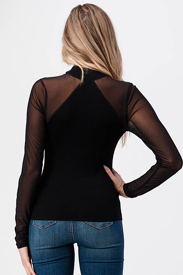 black Mesh Fitted Top for wholesale on Faire6