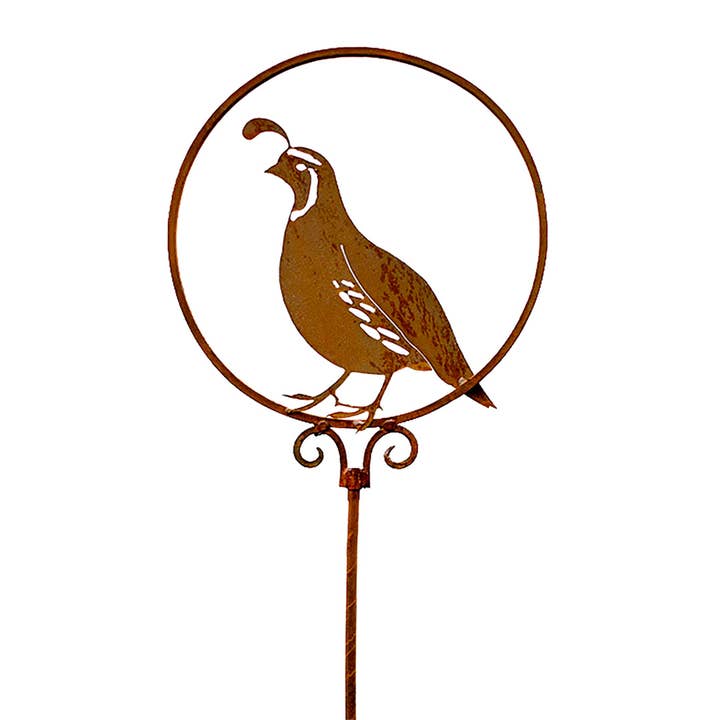 Quail Ring Stake Garden Art for wholesale by California Home & Garden