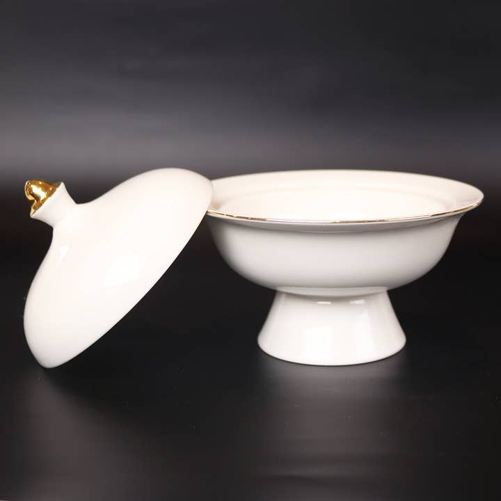 Little White Dish - Wholesale Bowl - White Versaille Soup Bowl With Lid - Set of 41