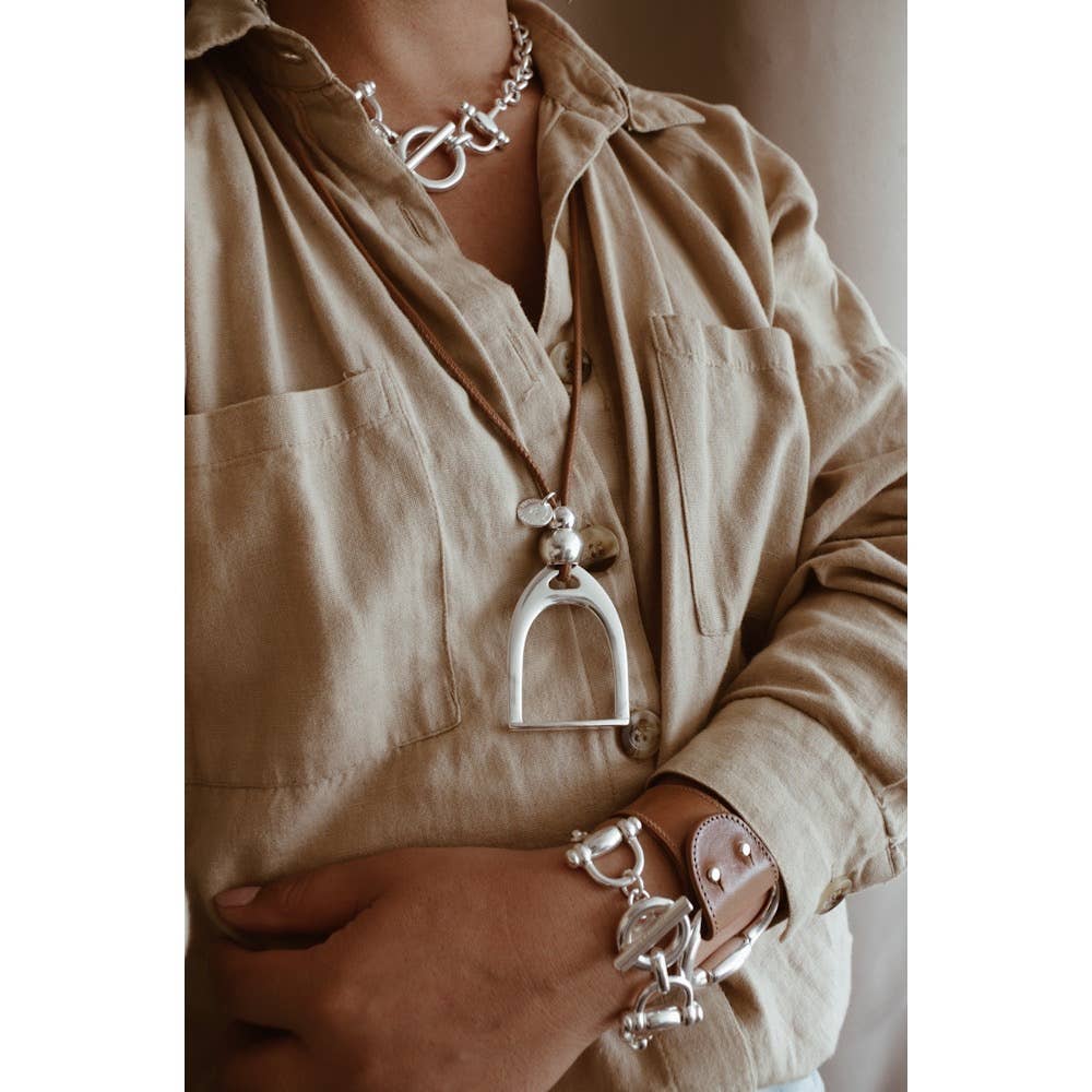 SECRET DE CUIR - Wholesale Pendant/Charm Necklace - No. 272 - Camel stirrup leather necklace1