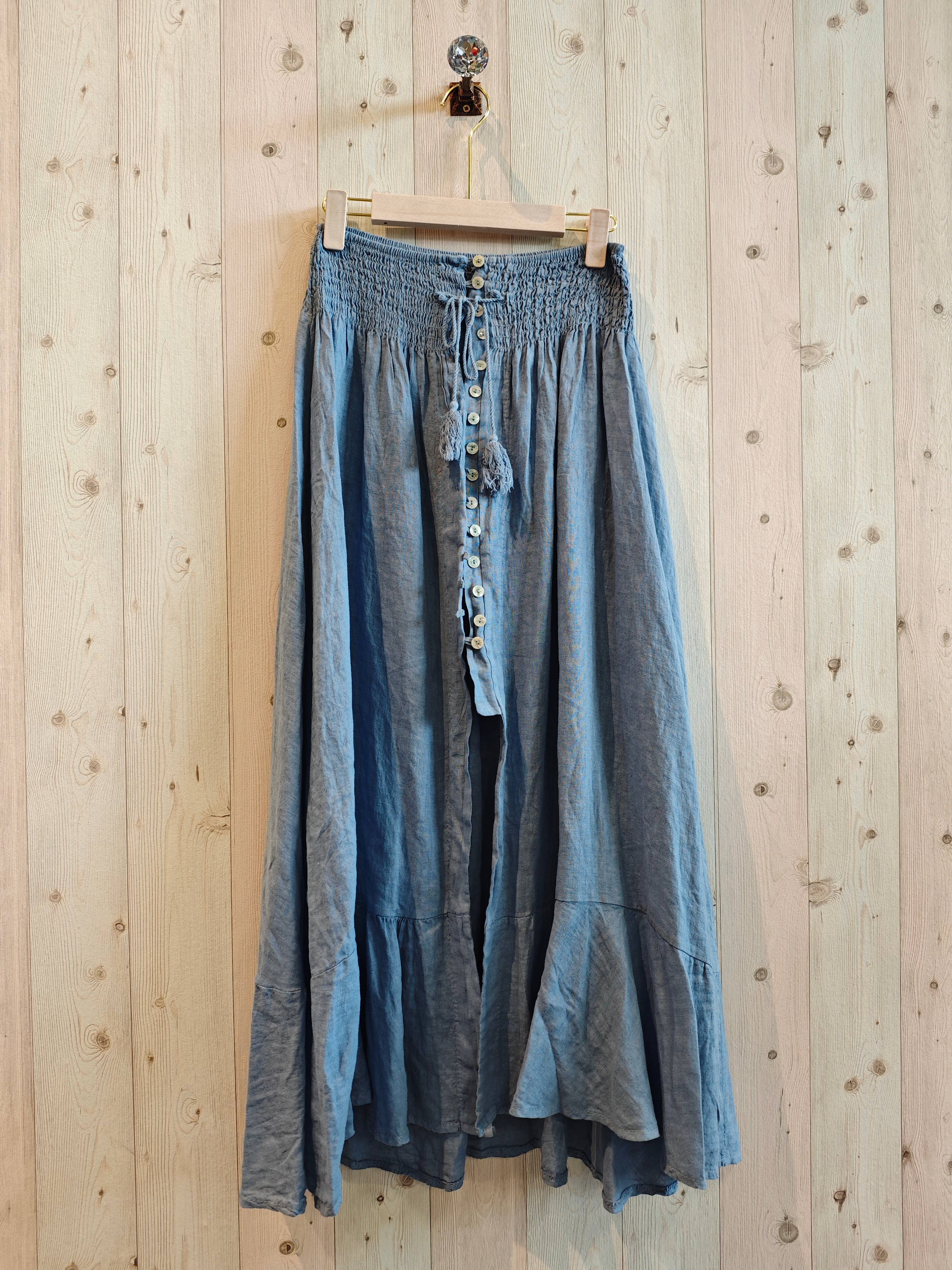 Linen & More - Vente Jupe – femme - Jupe boutonnée en lin 100 % avec taille élastique4