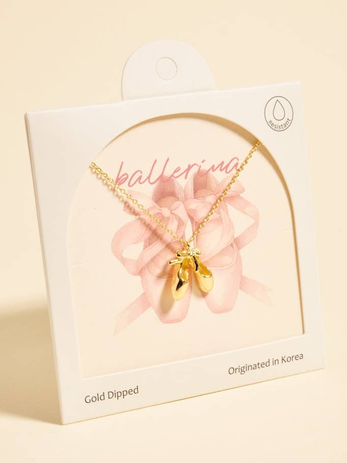 18K Gold Dipped Ballet Ballerina Shoes Necklace for wholesale by Designature New York