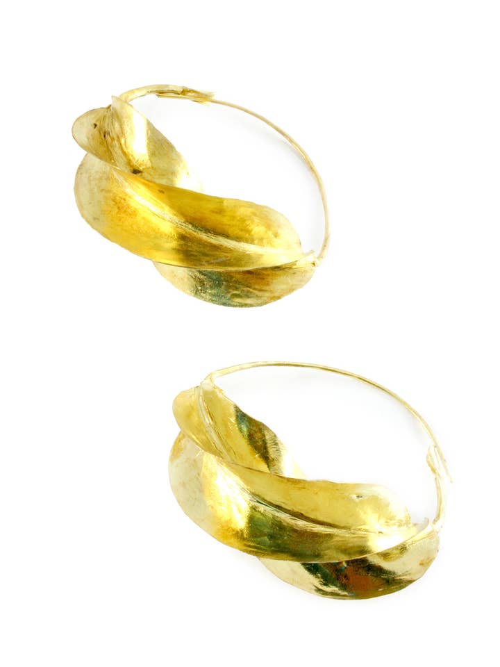 Fulani Hammered Brass Earrings for wholesale by Swahili | AFRICAN MODERN