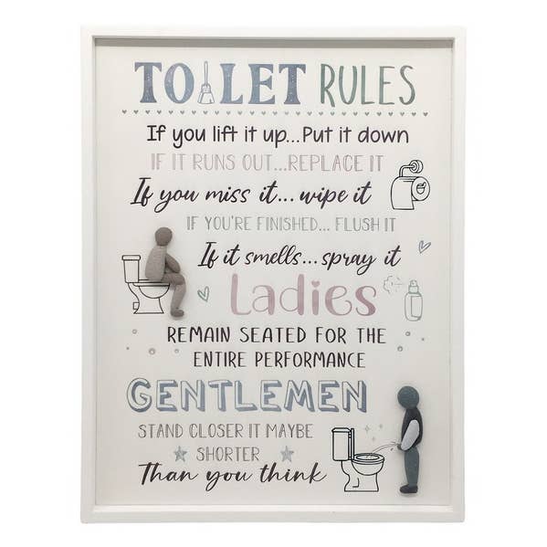 Cubby House by Malmar - Wholesale Decorative figurine - 40x30cm Mdf Hanging Plaque With Toilet Rules Sign0