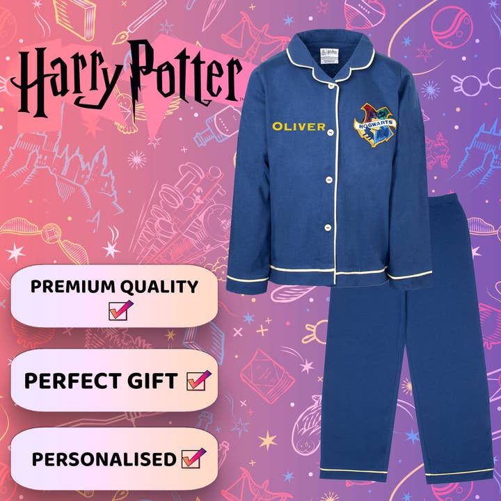 Fringoo Group Ltd - Wholesale Sleepwear Set - Kids - Harry Potter Personalised Pyjamas with Buttons - Navy Blue3