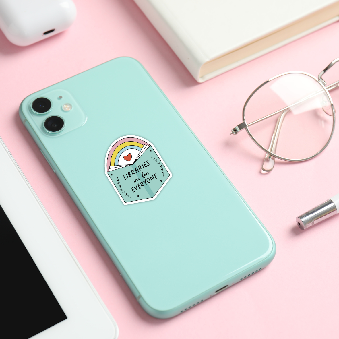 Fluffmallow (Custom duties for USA are pre-paid by us) – wholesale Sticker – Libraries Are for Everyone Vinyl Sticker3