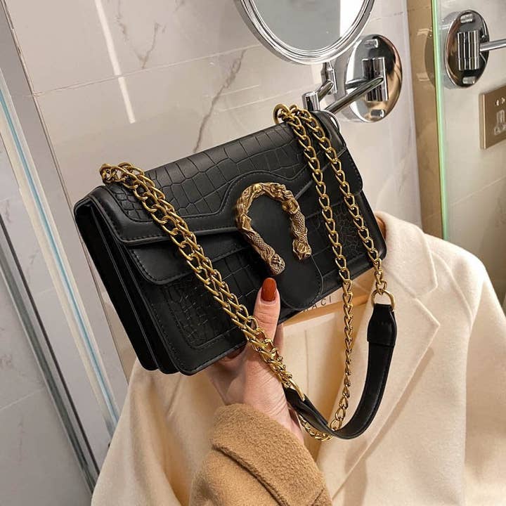NEGRO Bolso de hombro de cadena clásico de una sola correa a la moda de venta al por mayor en Faire