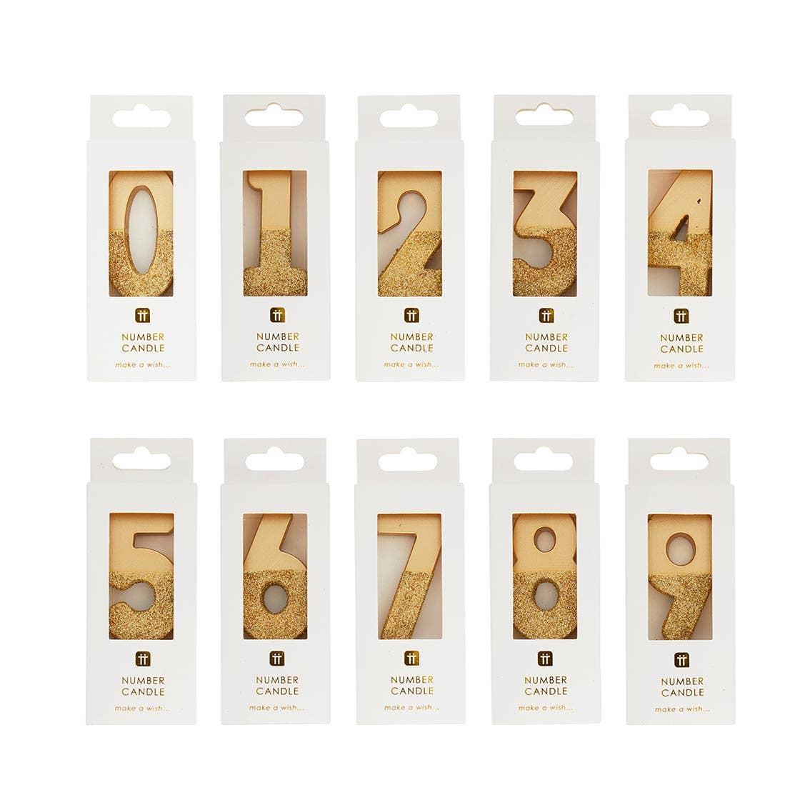 Talking Tables USA - Vente Bougies pour gâteau - Bougies à chiffres d'anniversaire à paillettes dorées | 0-9 | Unique |10