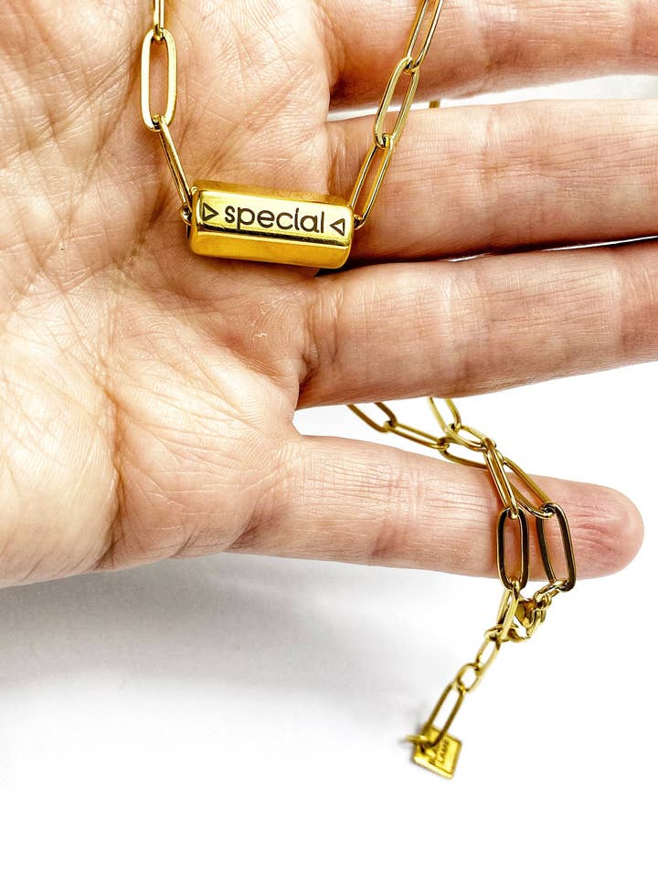 Spezielle Halskette mit Papierclip-Kette und Geschenkverpackung für den Großhandel von Black Lamb Design