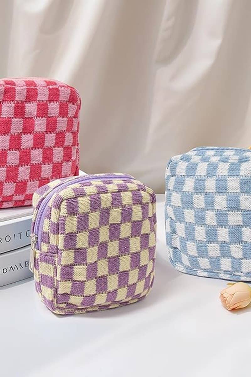 42POPS - Wholesale Makeup/Cosmetic Bag - ,,,, SI-26666 Mini Checkered Makeup Cosmetic Travel Case3