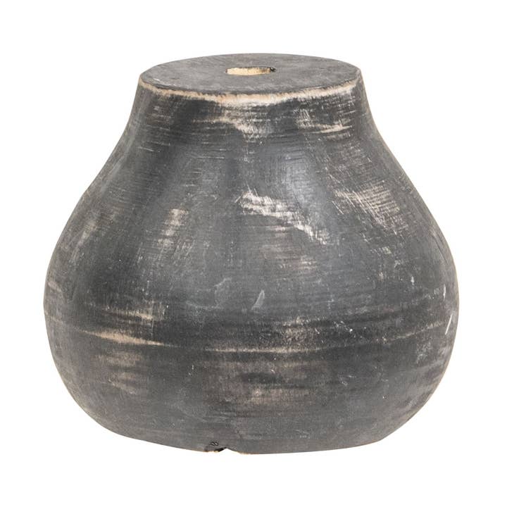 Col House Designs - Wholesale Vase - Distressed Black Wood Round Flower Holder0
