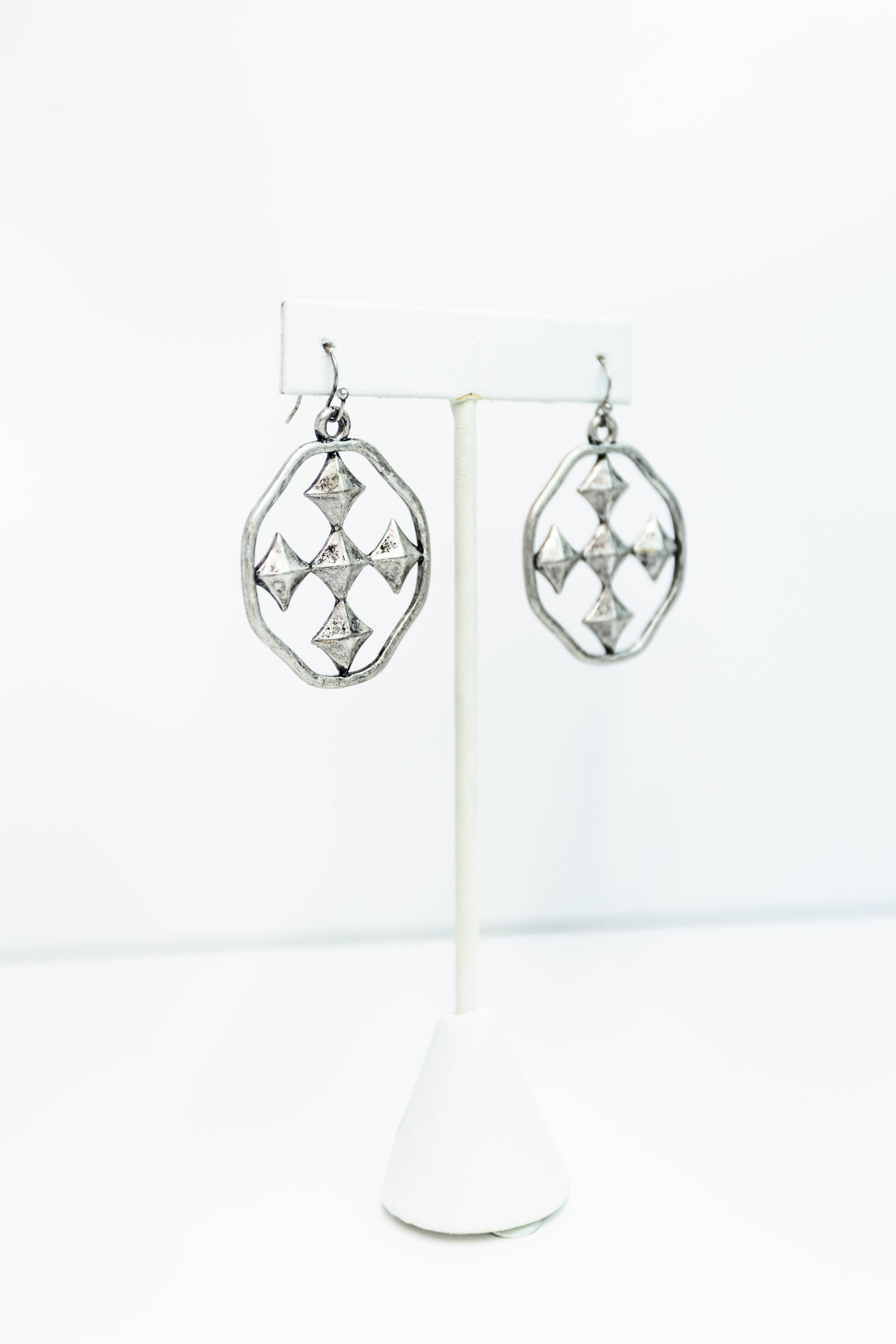 Gracewear Collection - Wholesale Dangle Earrings - Large Dangle Shield Earrings1