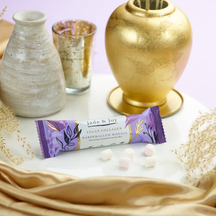 Jade & Joy – wholesale Snack bar – Jade & Joy Vegan Collagen Protein Bar, Marshmallow Biscuit 50g x 124