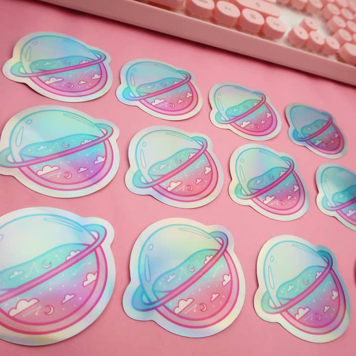 RebelJones - Wholesale Sticker - Kawaii Planet, Holographic Sticker