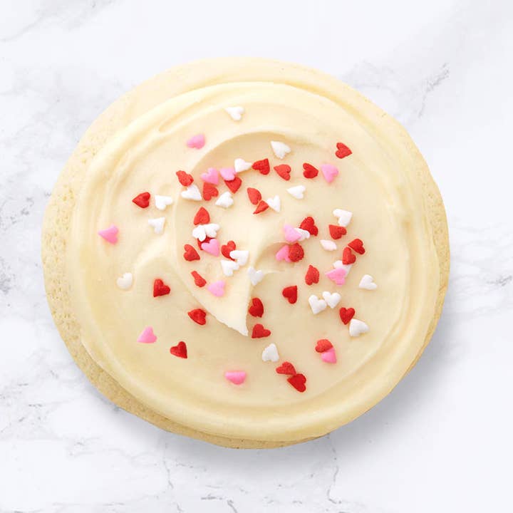 Sugar Cookie with Buttercream Icing & Heart Sprinkles 2.25oz for wholesale by C. Krueger's